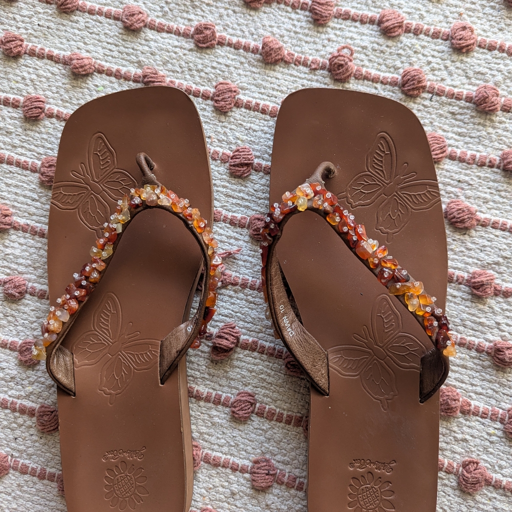 Y2K Square Toe Beaded Women's Sandals